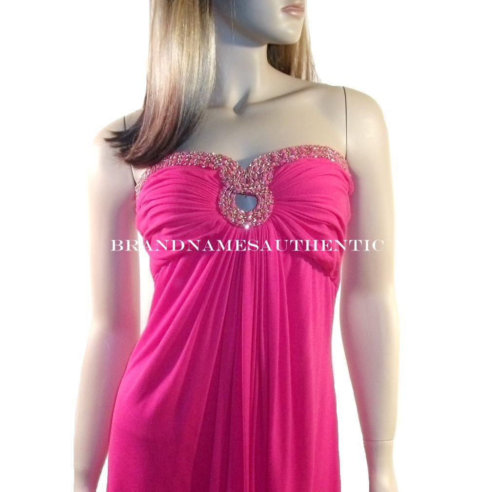 Sky Hot Pink Strapless Mini Dress with Knotted Chain (Large)