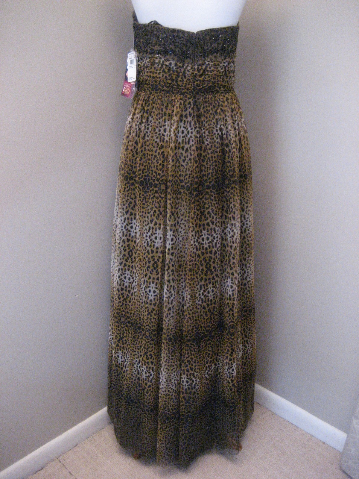 NWT! ADRIANNA PAPELL Red Carpet Leopard Beaded Gown Dress Sz 10 $300