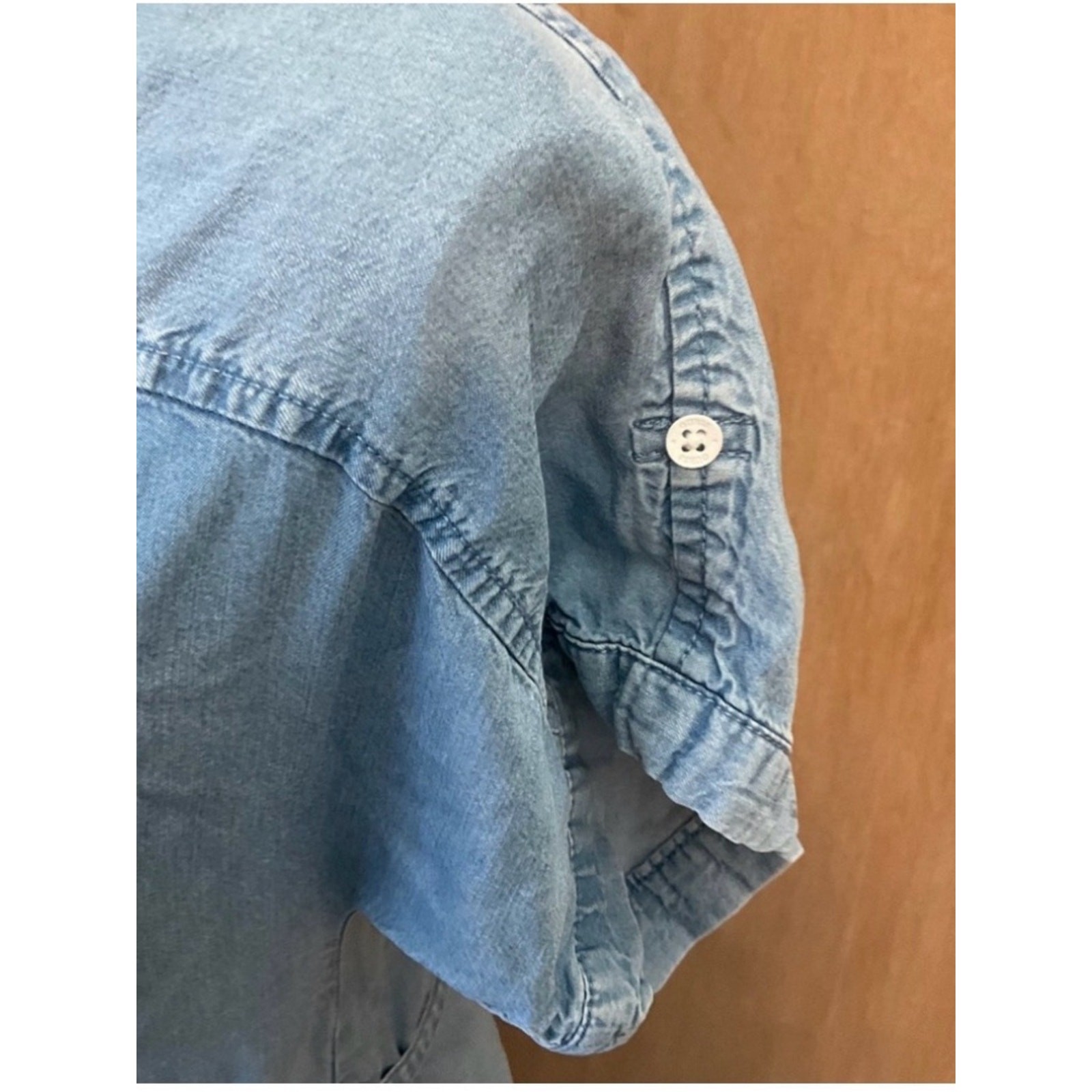 Guess Women’s Light Blue V-Neck Short Sleeve Chambray Mini Dress belt XS
