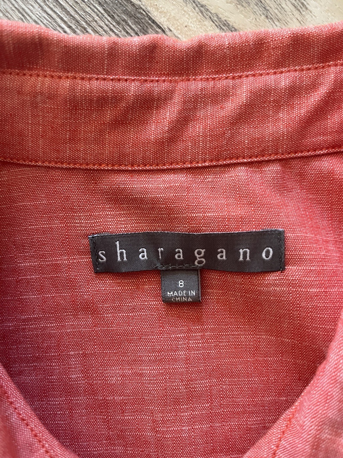 Sharagano Peach Sleeveless Utility Shirt Dress with Belt – Size 8