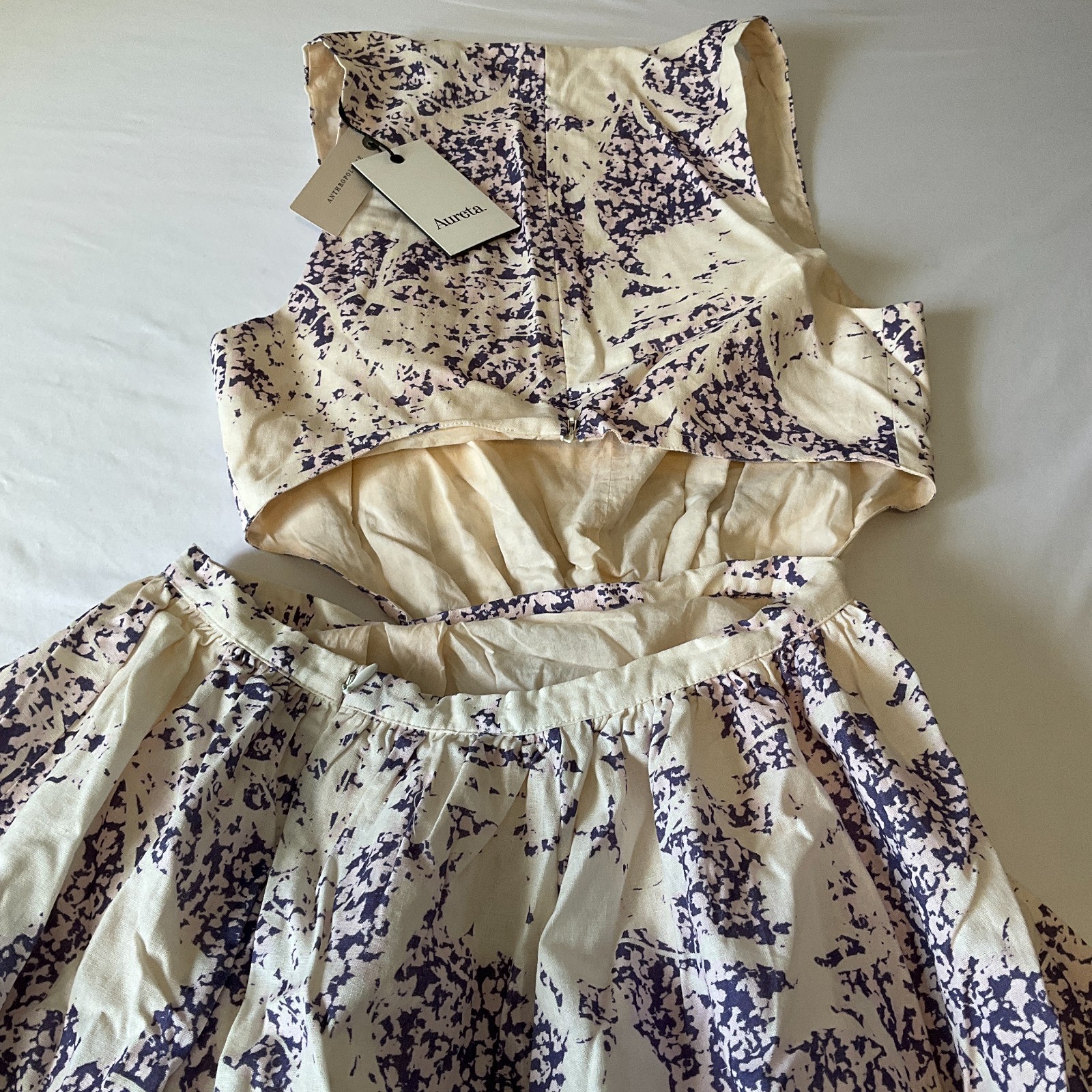 Aureta Open Back Sleeveless Maxi Dress Womens Size S Purple Lined Pockets Linen