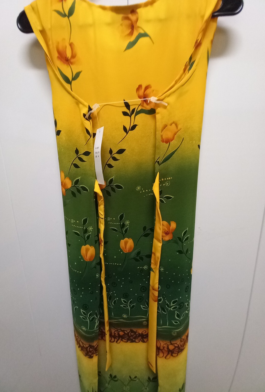 New Maxi Shift Dress Womens Medium Sleeveless Voir Yellow Exotic Floral Print