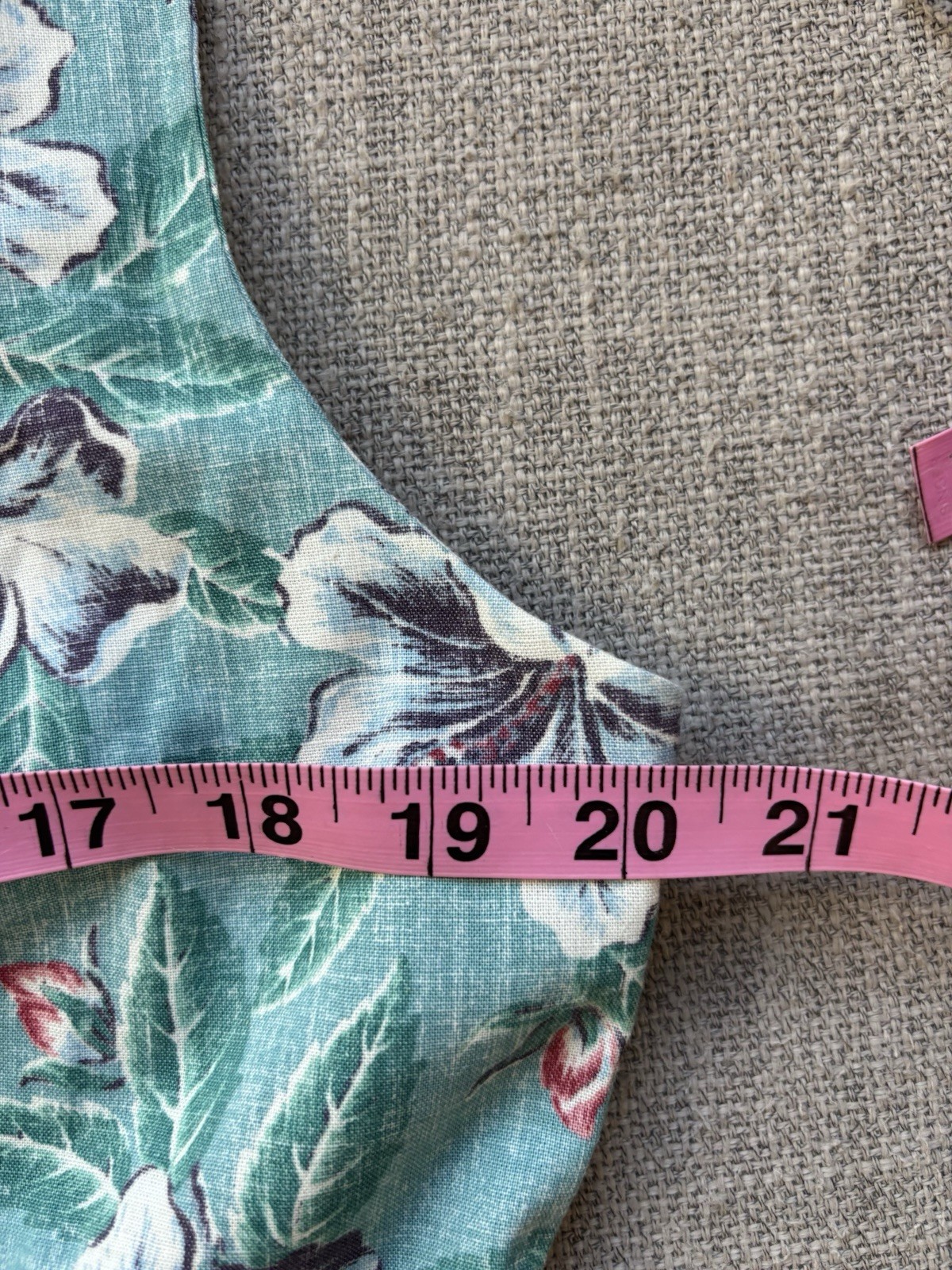 Reyn Spooner Limited Issue Floral Tank Sheath Dress Teal Smocked Back Pockets 16