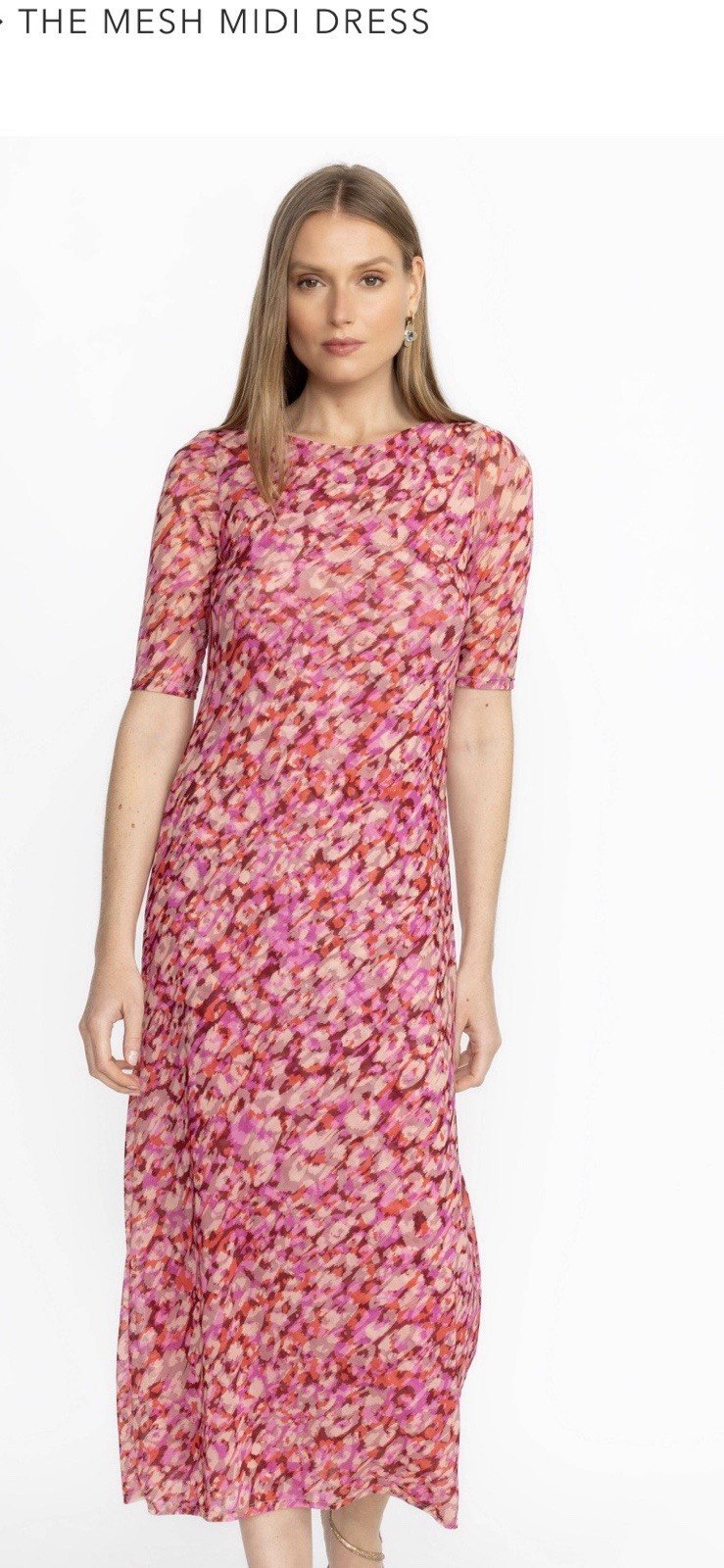 Johnny Was Jade Mina Pink Mesh Midi dress Medium NWT(double Mesh for lining)
