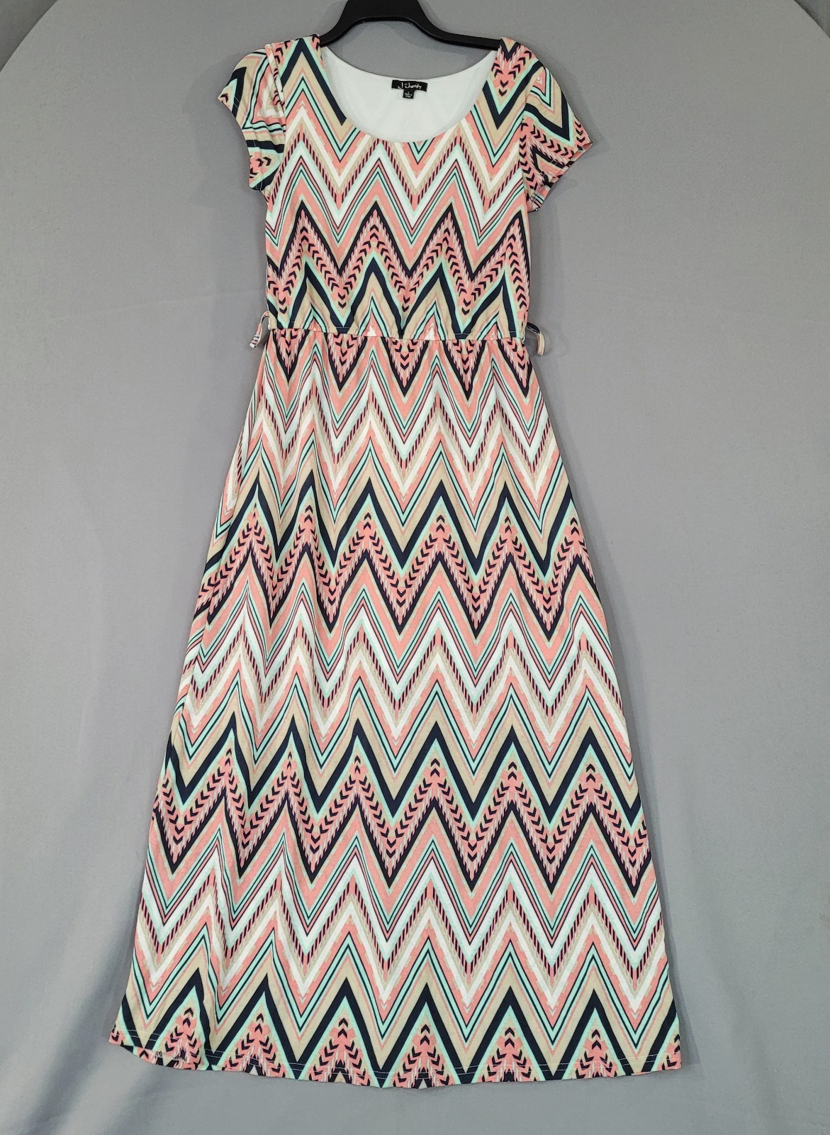 J for Justify Women’s Maxi Dress Large Chevron Print Polyester Lined