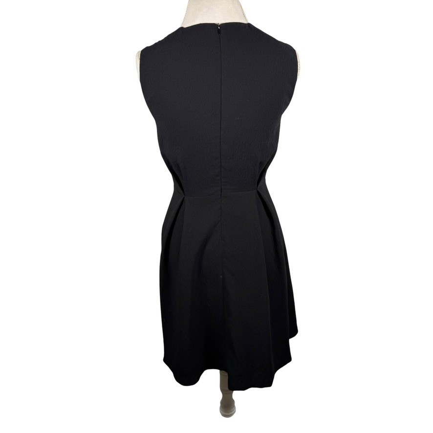 Zara Basic Black Sleeveless Dress Gold Metal Belt Minimalist Career Chic Size S