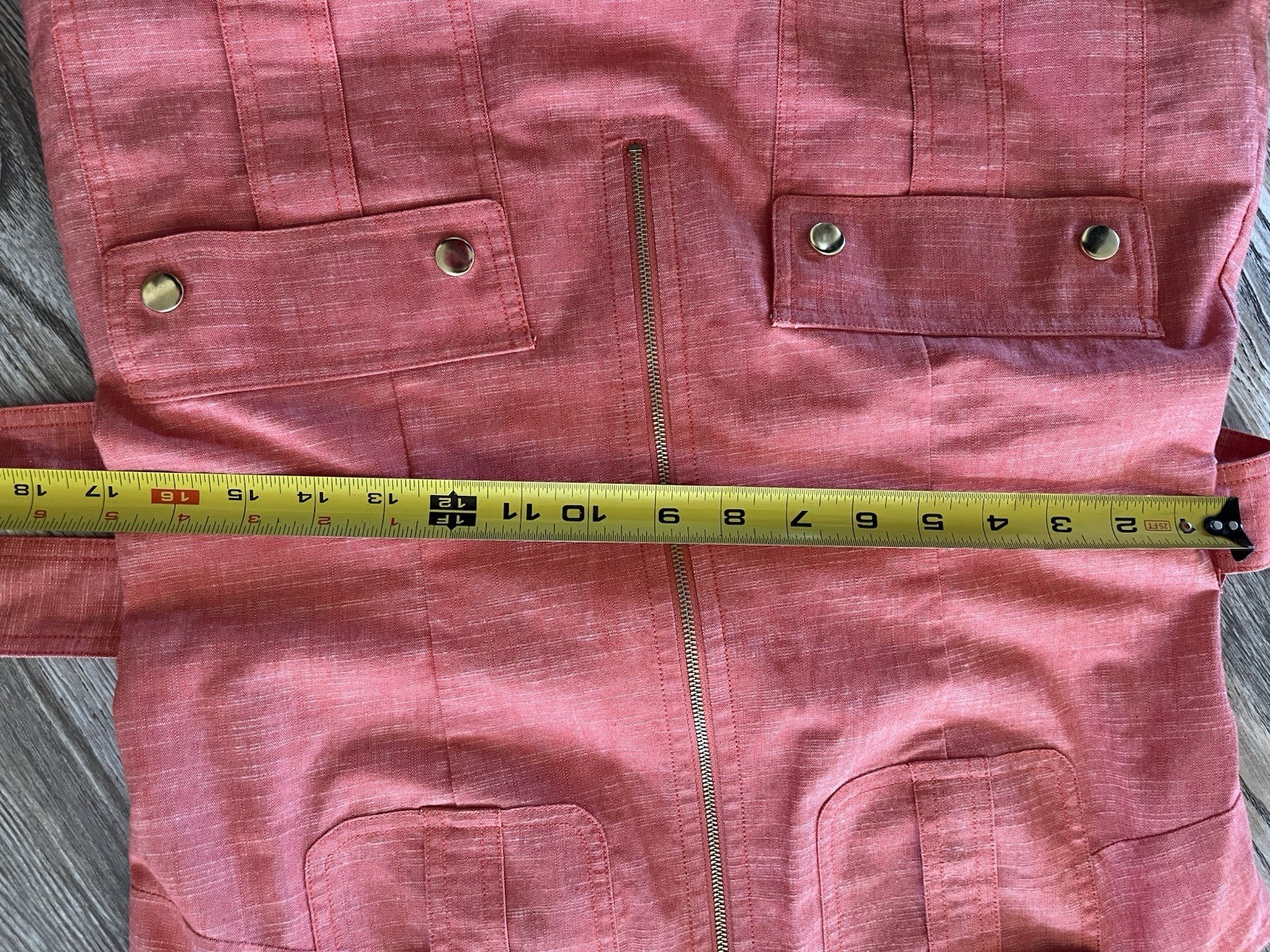 Sharagano Peach Sleeveless Utility Shirt Dress with Belt – Size 8