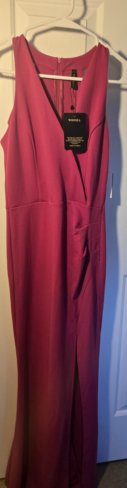 Woosea Women’s V Neck Sleeveless Split Formal Dress Pink Medium
