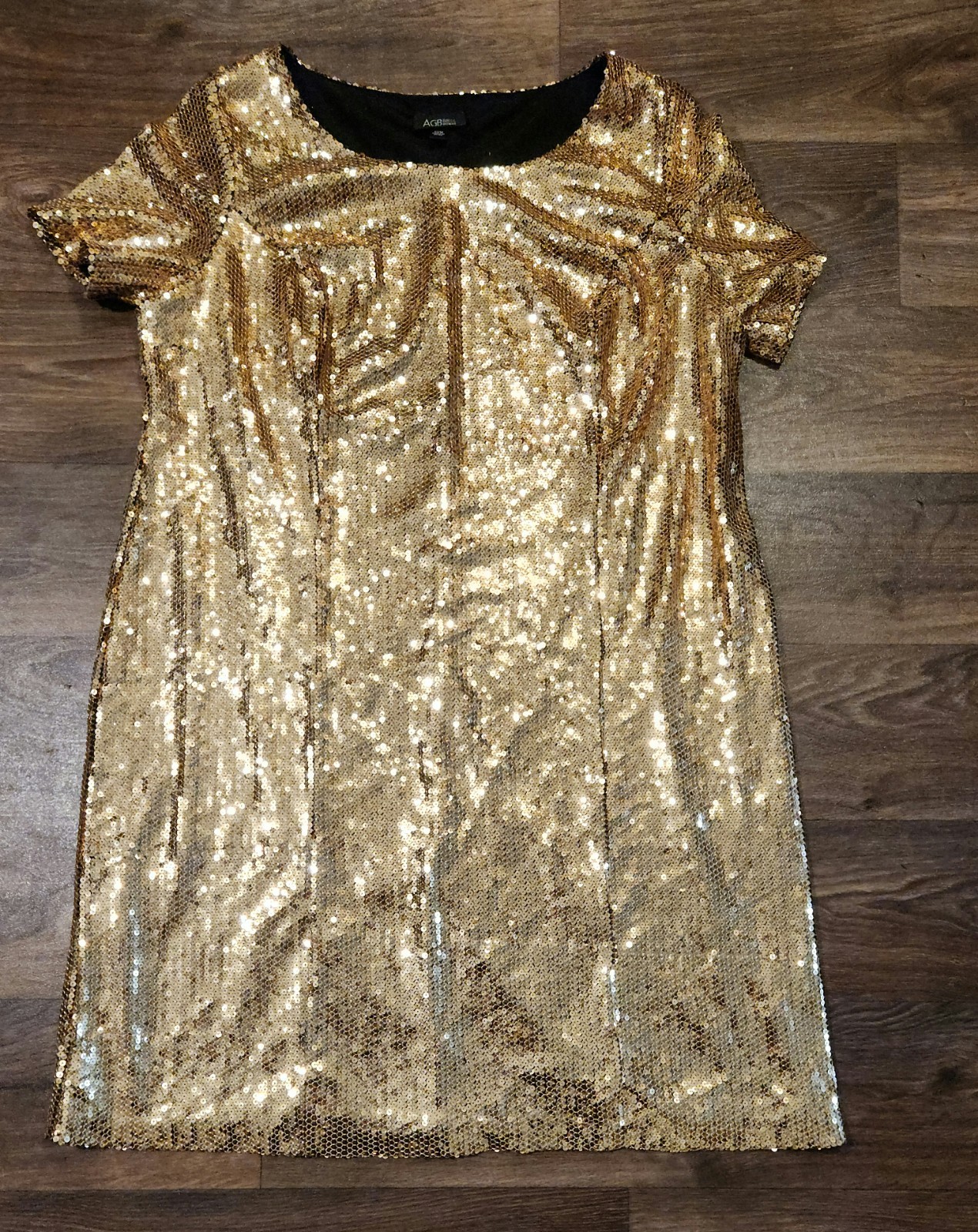 AGB Gold sequin dress with black lining Size:20W #party #glamour