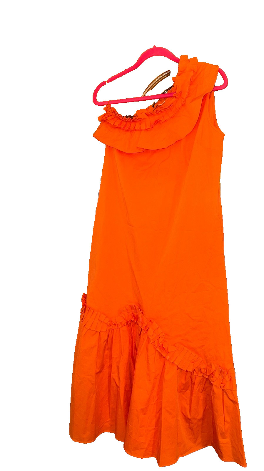 ADL Cengiz Abazoglu Orange Ruffle One Shoulder Cotton Dress Size S