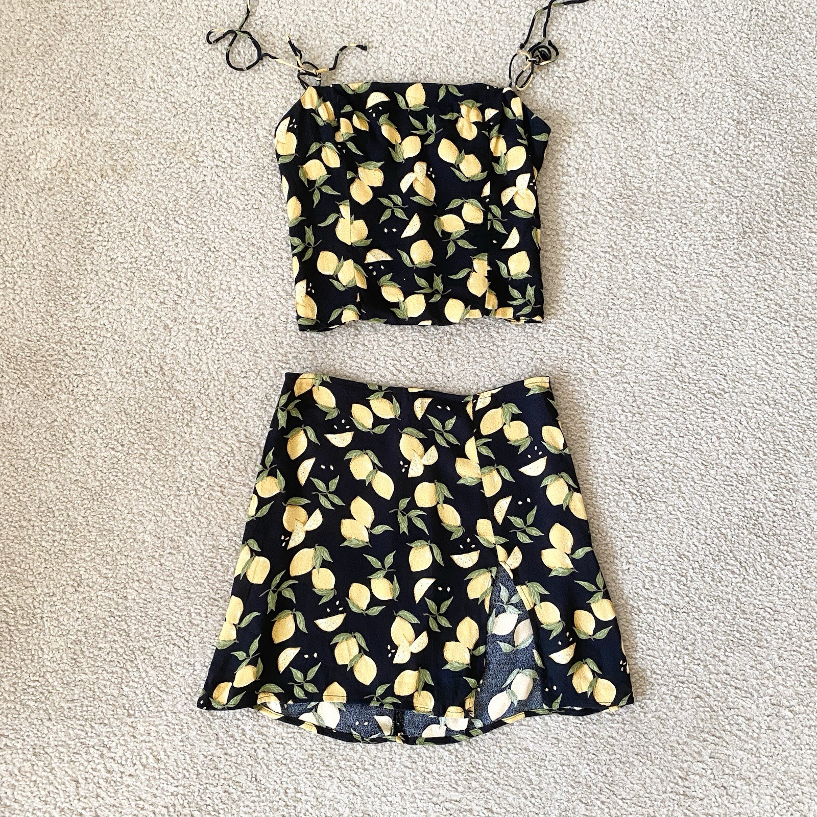 Reformation Lemon Print Margot Skirt and Meyer Top