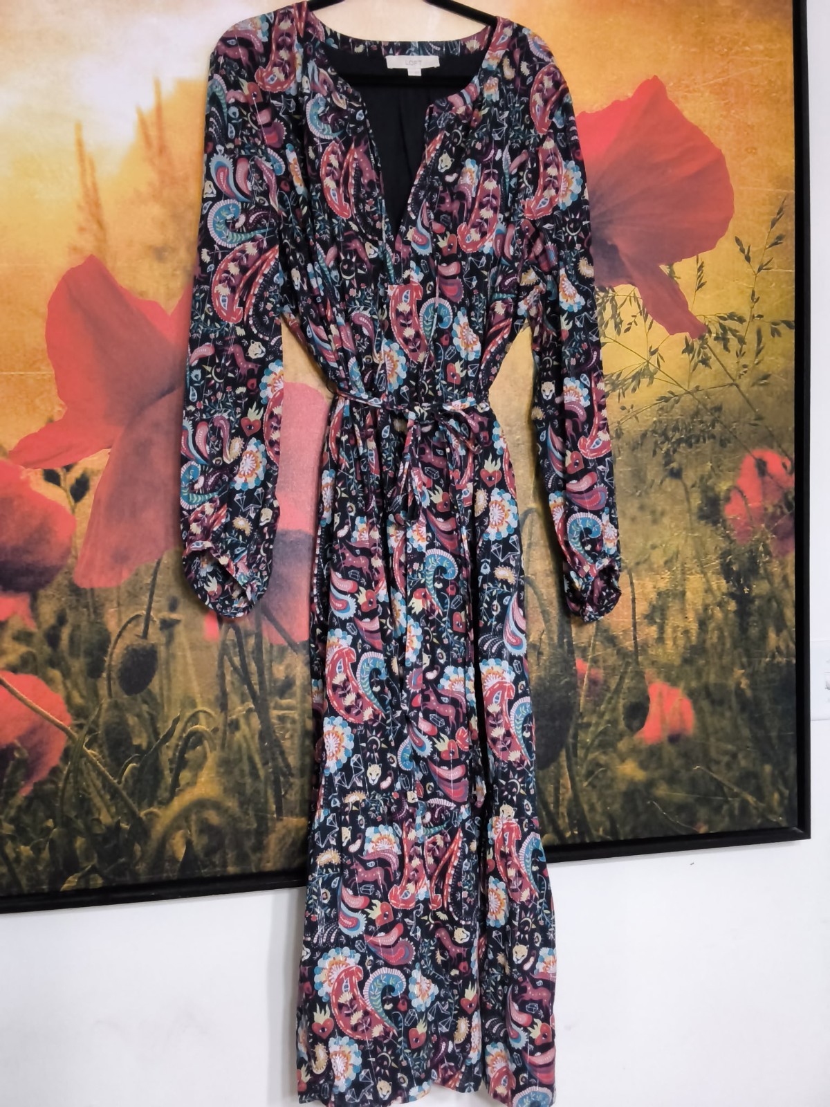 Loft Paisley Smocked Flare Dress