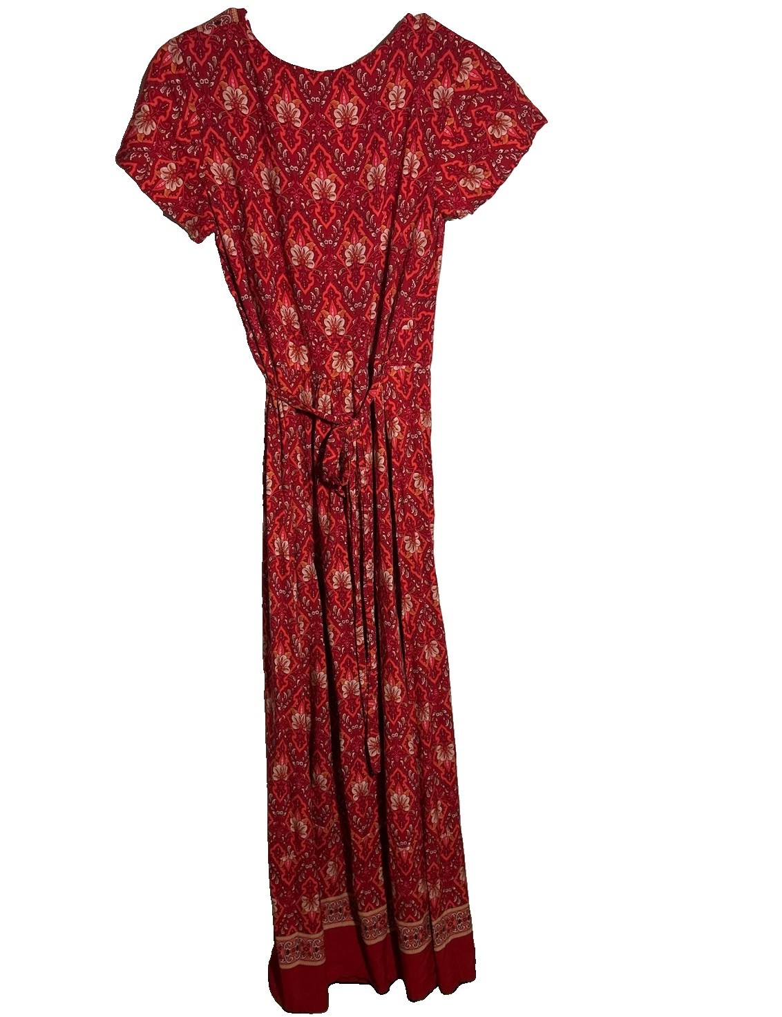 Pretty Garden Maxi Wrap Dress Border Print Small