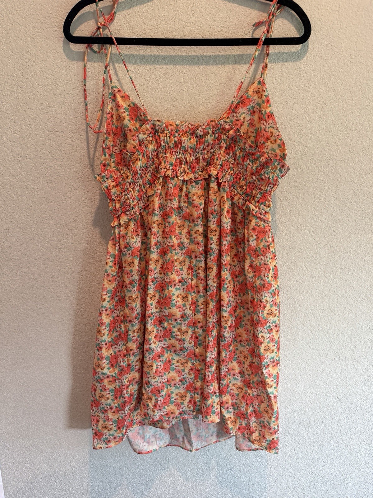 Umgee Women Floral Smocked Waist Sundress Sz M Cottagecore Prairie Peasant Boho
