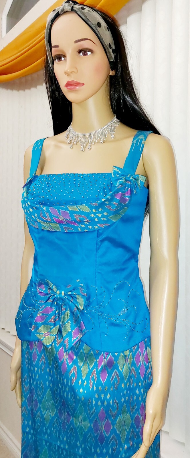 Cambodia Traditional Beautiful 3Pieces Woman 100% Silk 2Blouse & Skirt SizeSmall
