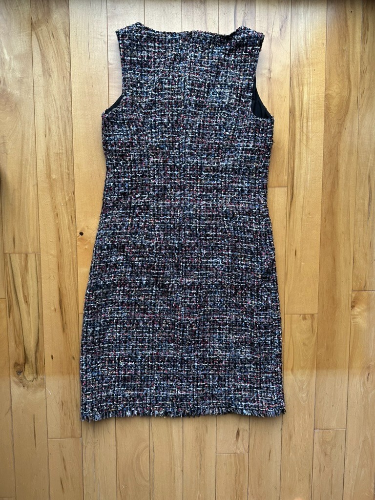 Talbots Womens Size 2 Multicolor Tweed Frayed Hem Sleeveless Sheath Dress VN1953