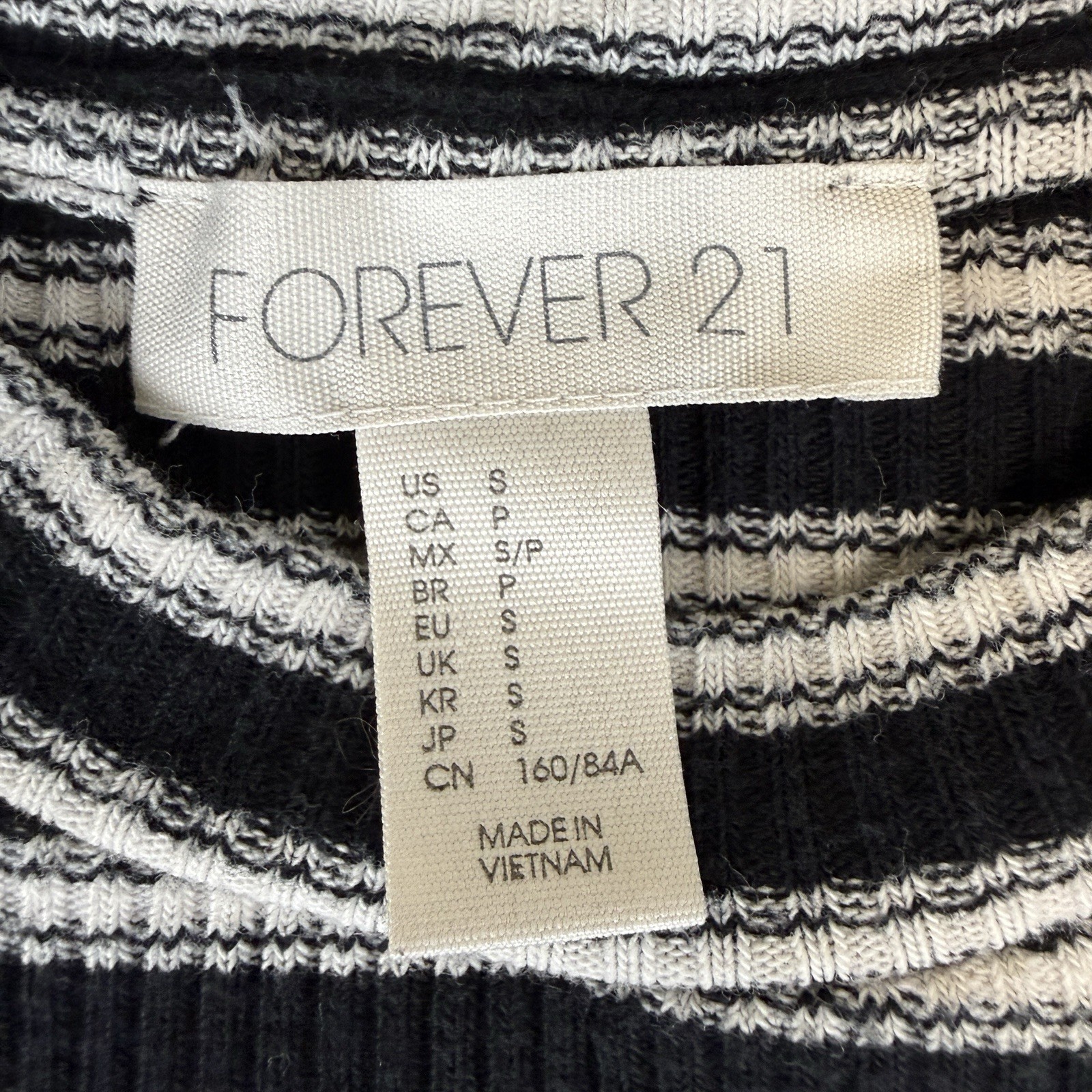Forever 21 Midi Dress Size S Striped Stretchy Knit Bodycon Short Sleeves