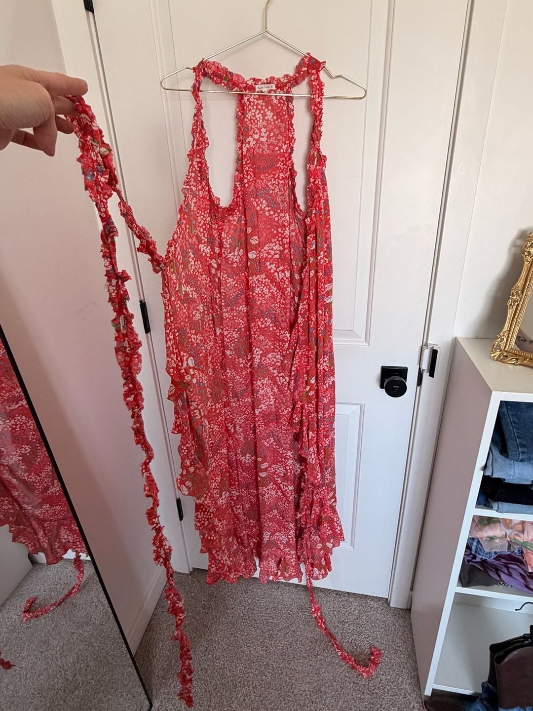 Poupette St Barth Floral Print Maxi Wrap Dress with Ruffle Trim