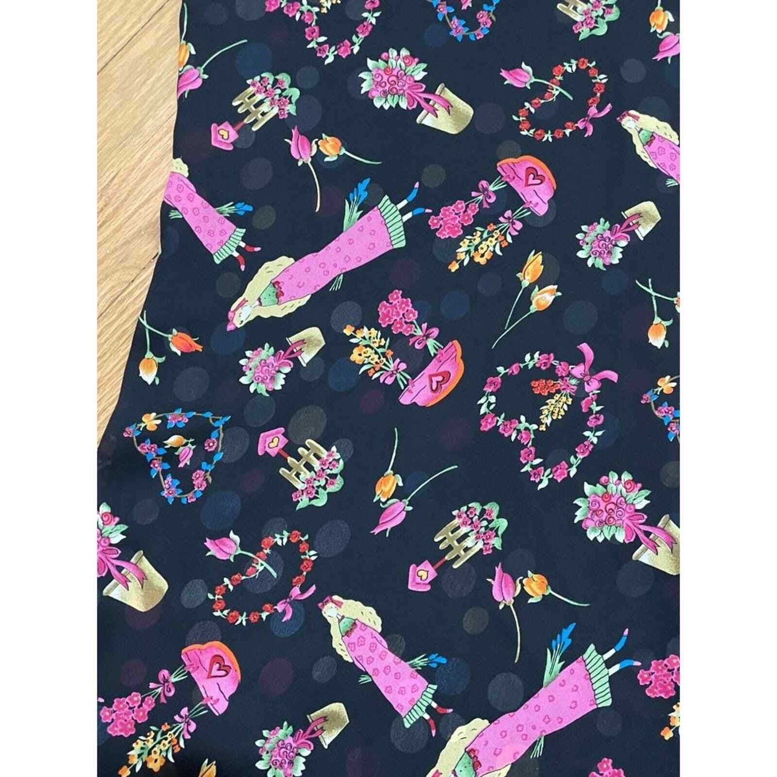 Novelty Print Vtg Reversible Maxi Shift Dress Sleeveless Black Floral & Polkadot