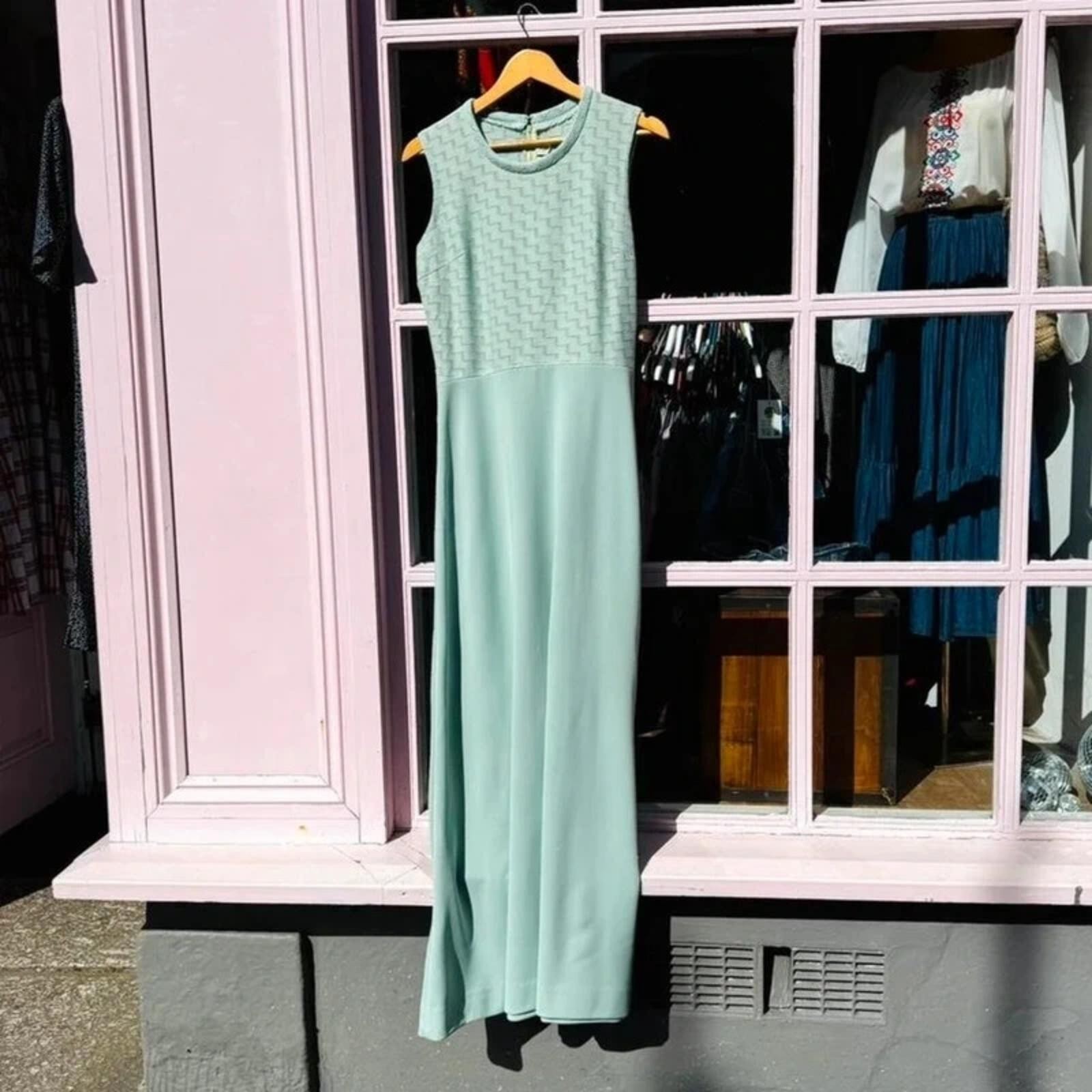 Vintage 70s Turquoise Maxi Dress