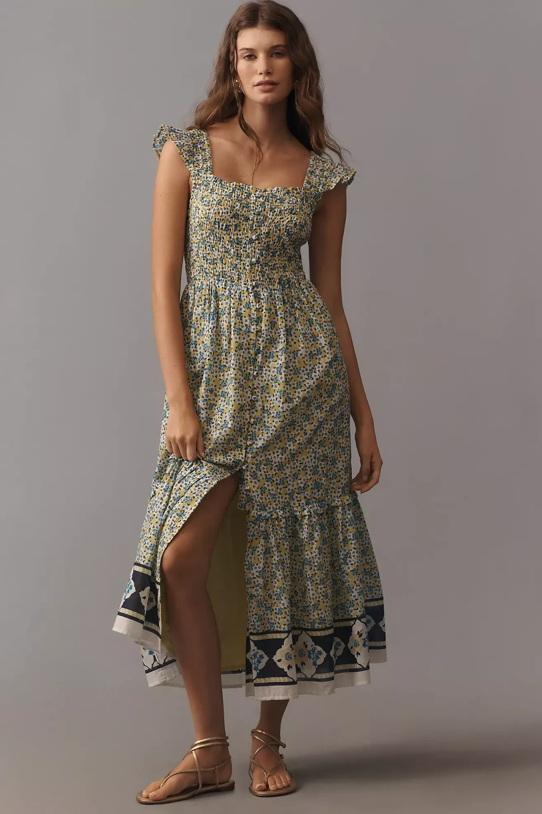 Anthropologie- Peregrine Square-Neck Midi Dress