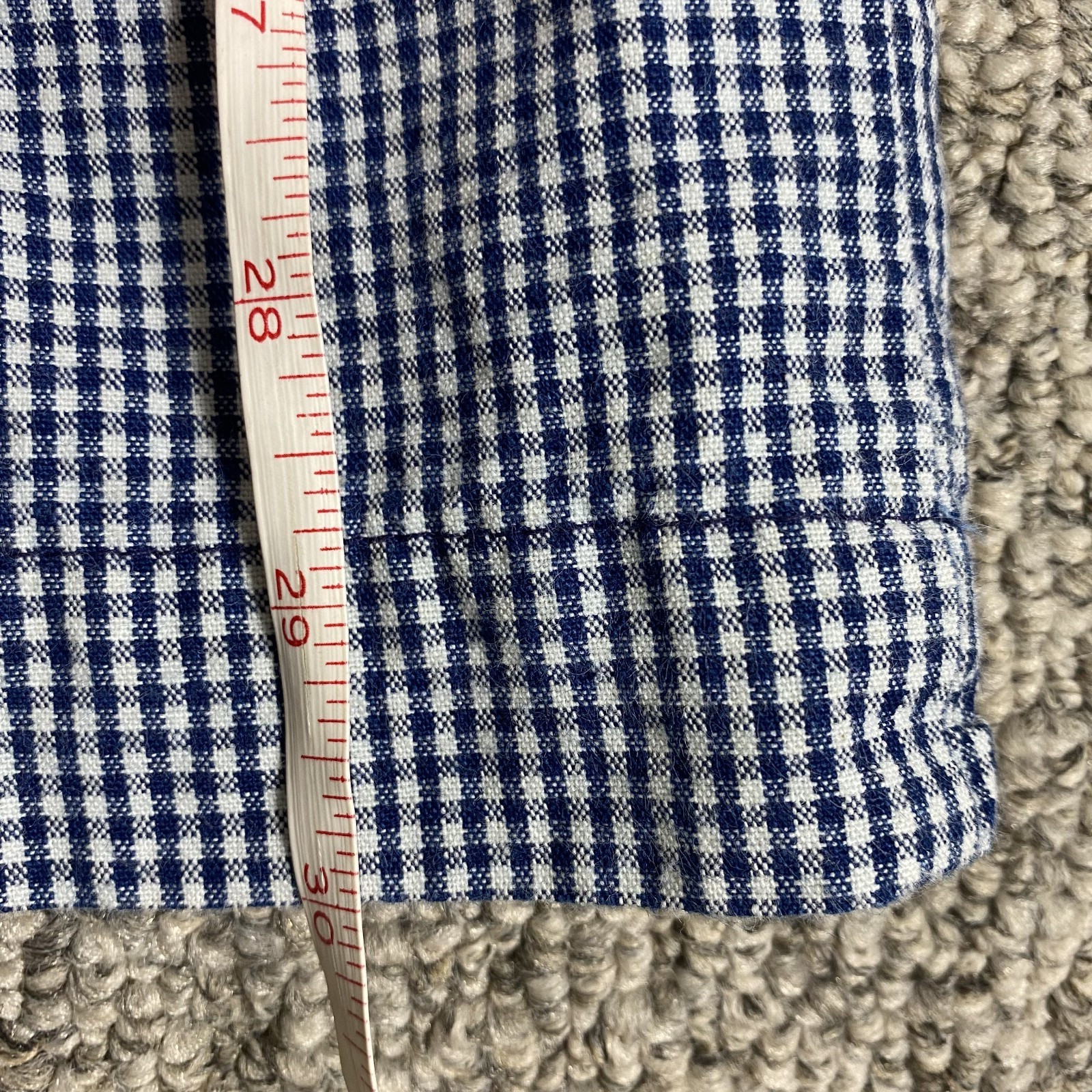 Garnet Hill Dress 12 Blue White Check Thin Strap Empire Waist Pockets Side Zip