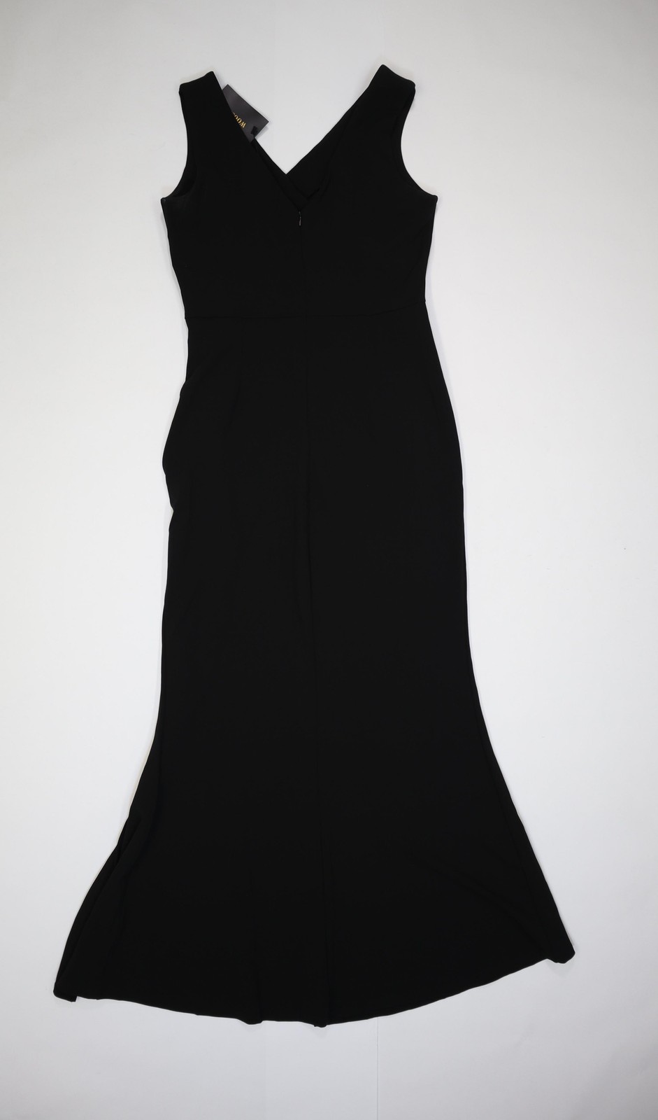 WOOSEA Dress Womens L Black Sleeveless V Neck Wrap Maxi Formal Party Gown