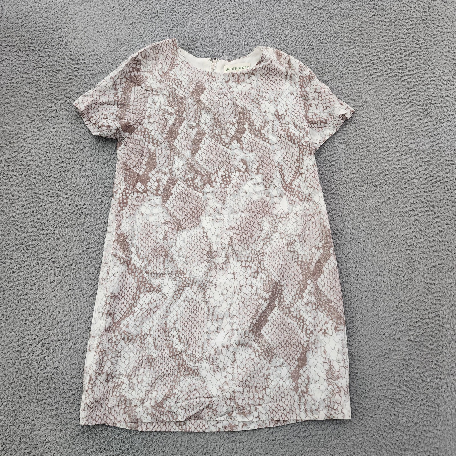 Pants Store Dress Womens Size Medium Beige Snake Print Short Sleeve Shift Casual