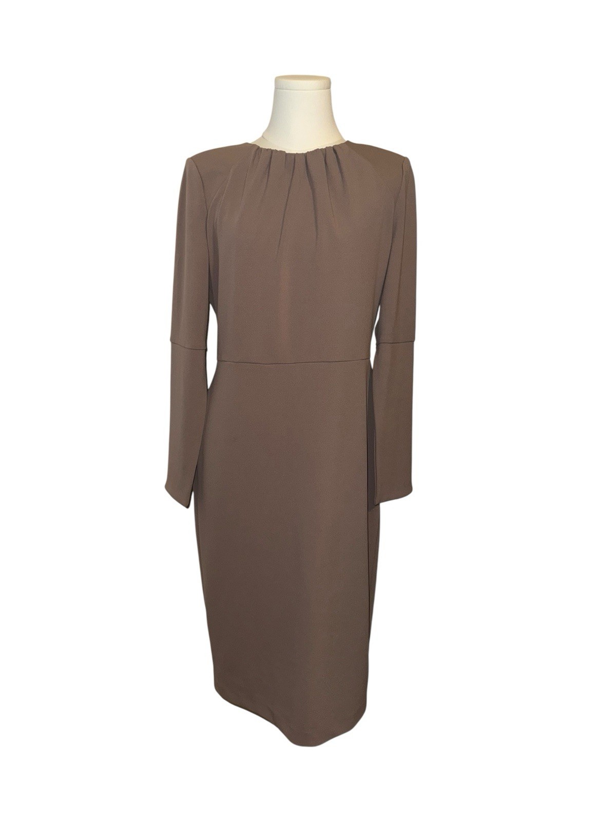 Calvin Klein Mauve Brown Dress Petite M Classy Long Sleeve Midi Dress