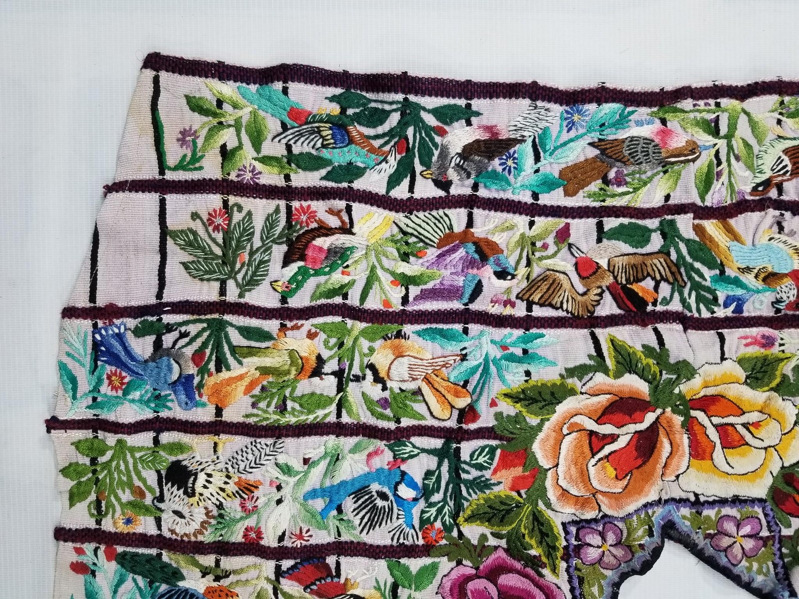 Vintage Traditional Guatemalan Handwoven Embroidered Huipil Panel 72x71cms