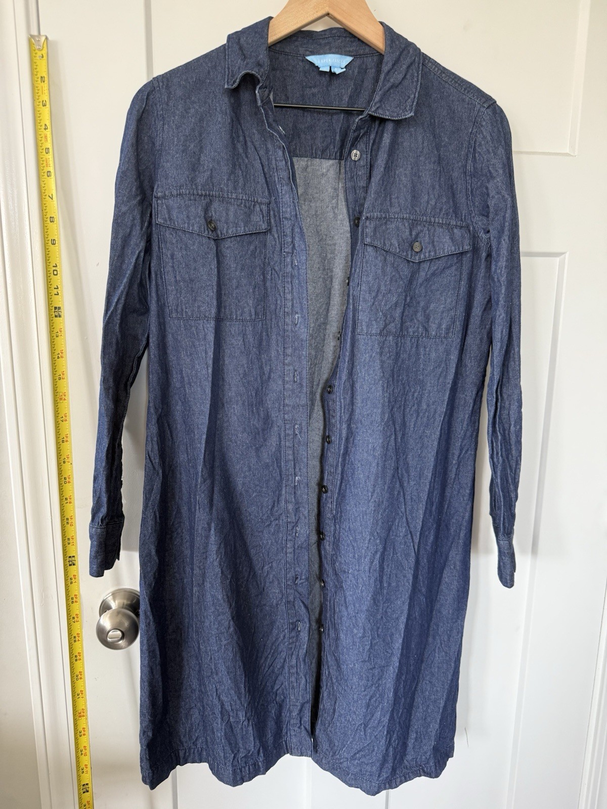 Draper James Size 8 Denim Shirt Dress Fall Winter Spring Boho Cowboy Western