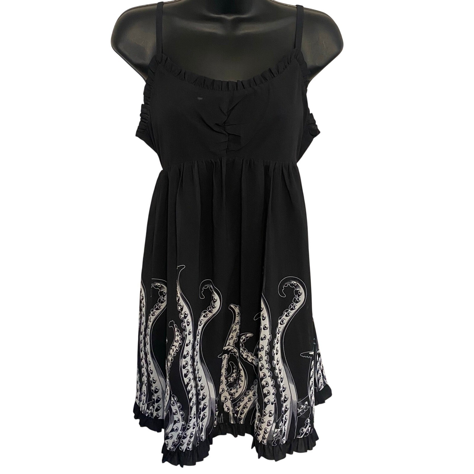 Sourpuss Tentacles Dolly Dress Womens Sz Medium Black Octopus Retro Punk Pinup