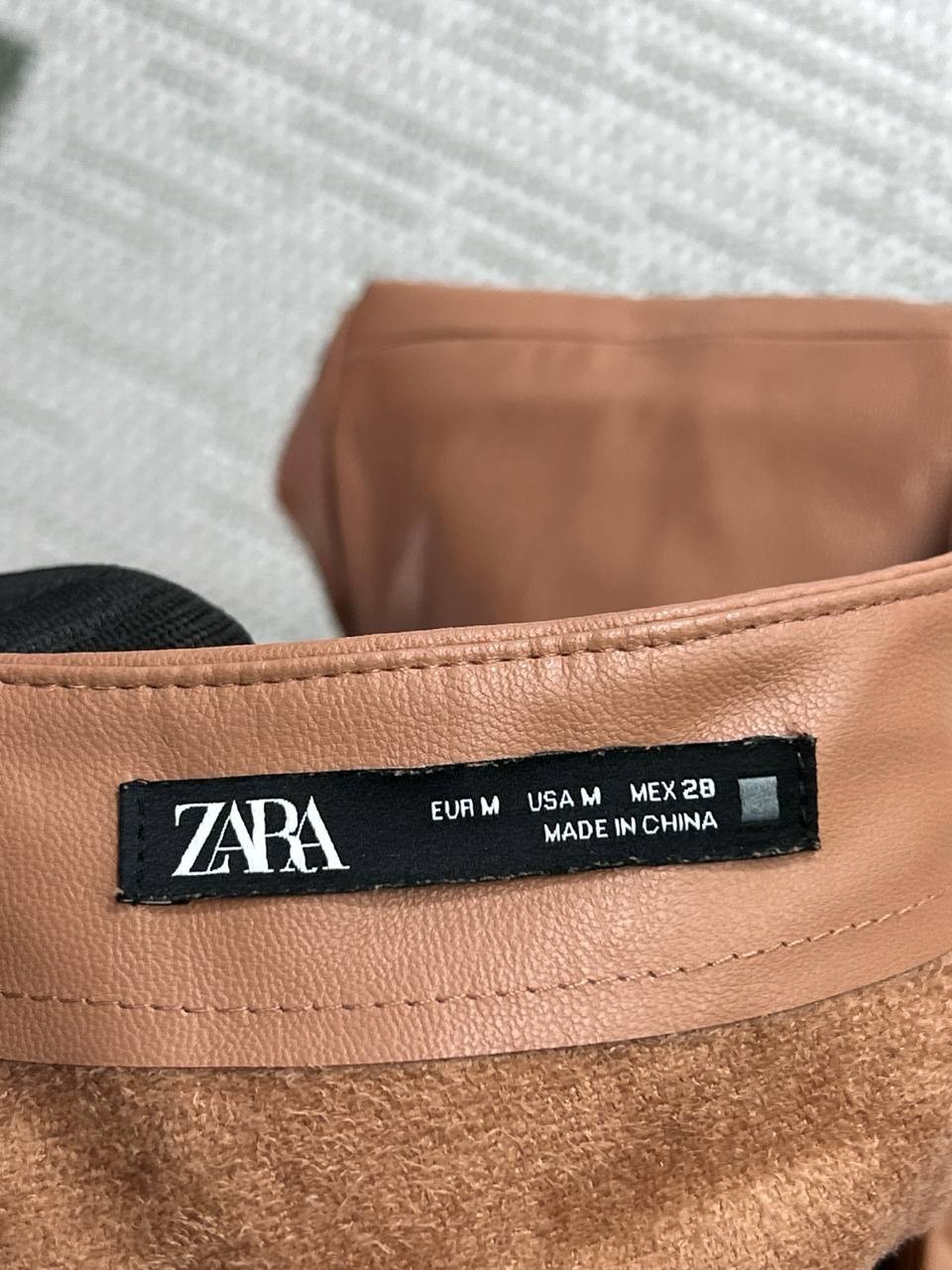 Zara Dress Womens Medium Brown Faux Leather Blouson