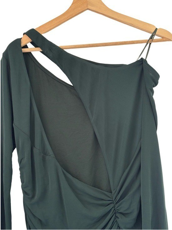 Reiss Delphine Off The Shoulder Cut Out Maxi Dress in Green Size 6