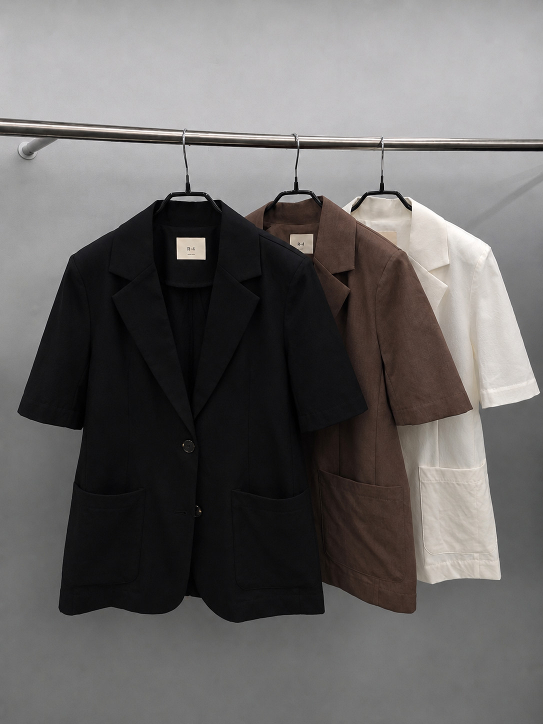 Korean Women’s Summer Short Sleeve Blazer Jacket Casual Office Lightweight Black
