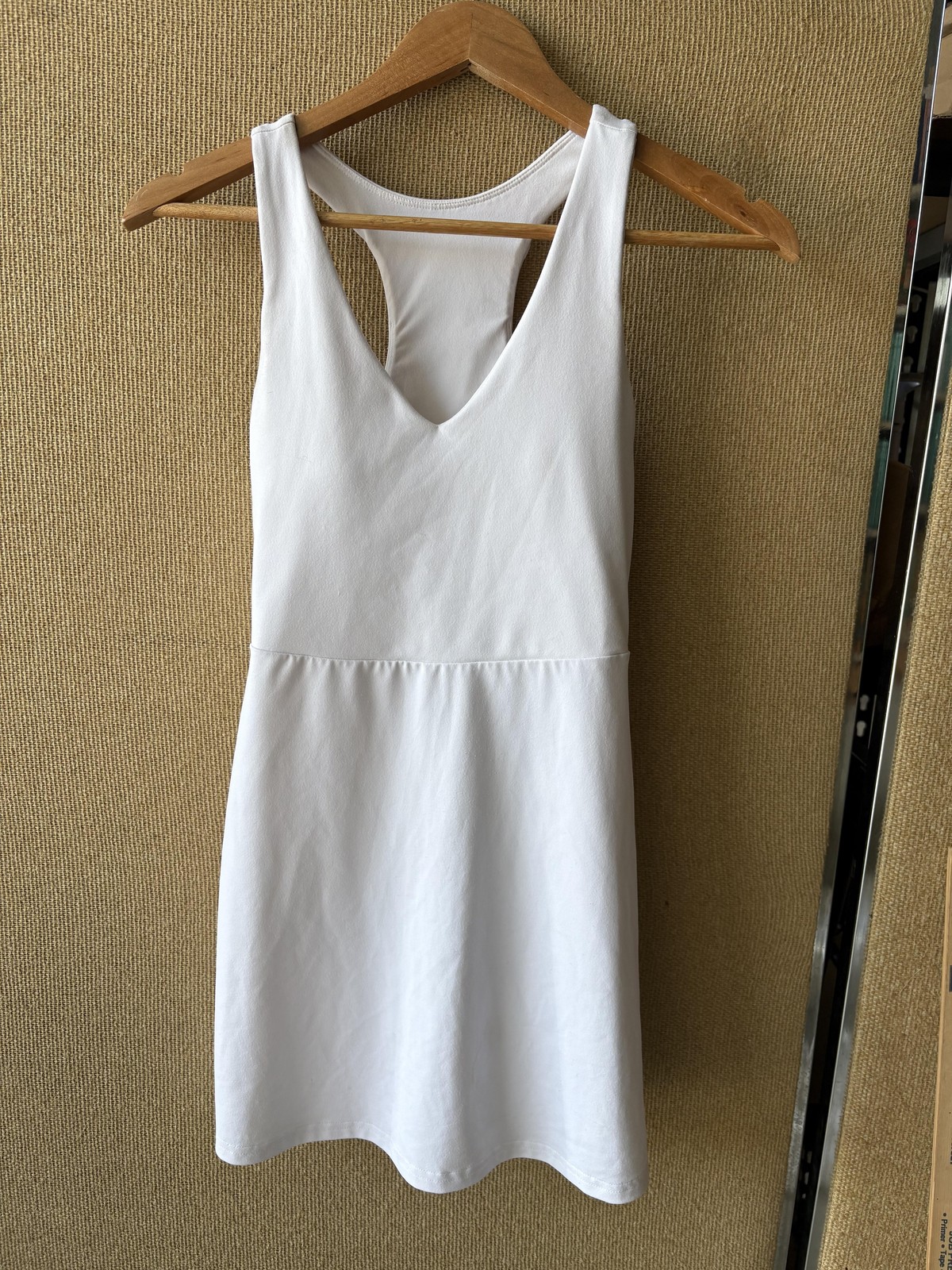Dress Womens XS White V Neck Racerback Tank Knit Mini Casual Summer Athleisure
