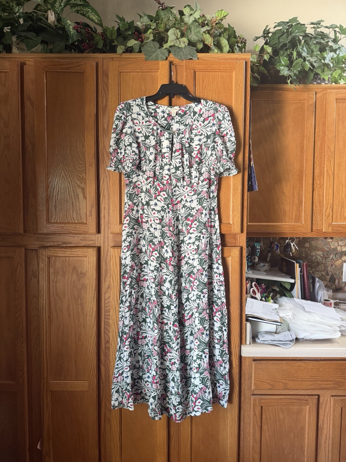 Seasalt Cornwall Women’s Marsh Violet Dress Garden Flowers Dark Green US 8
