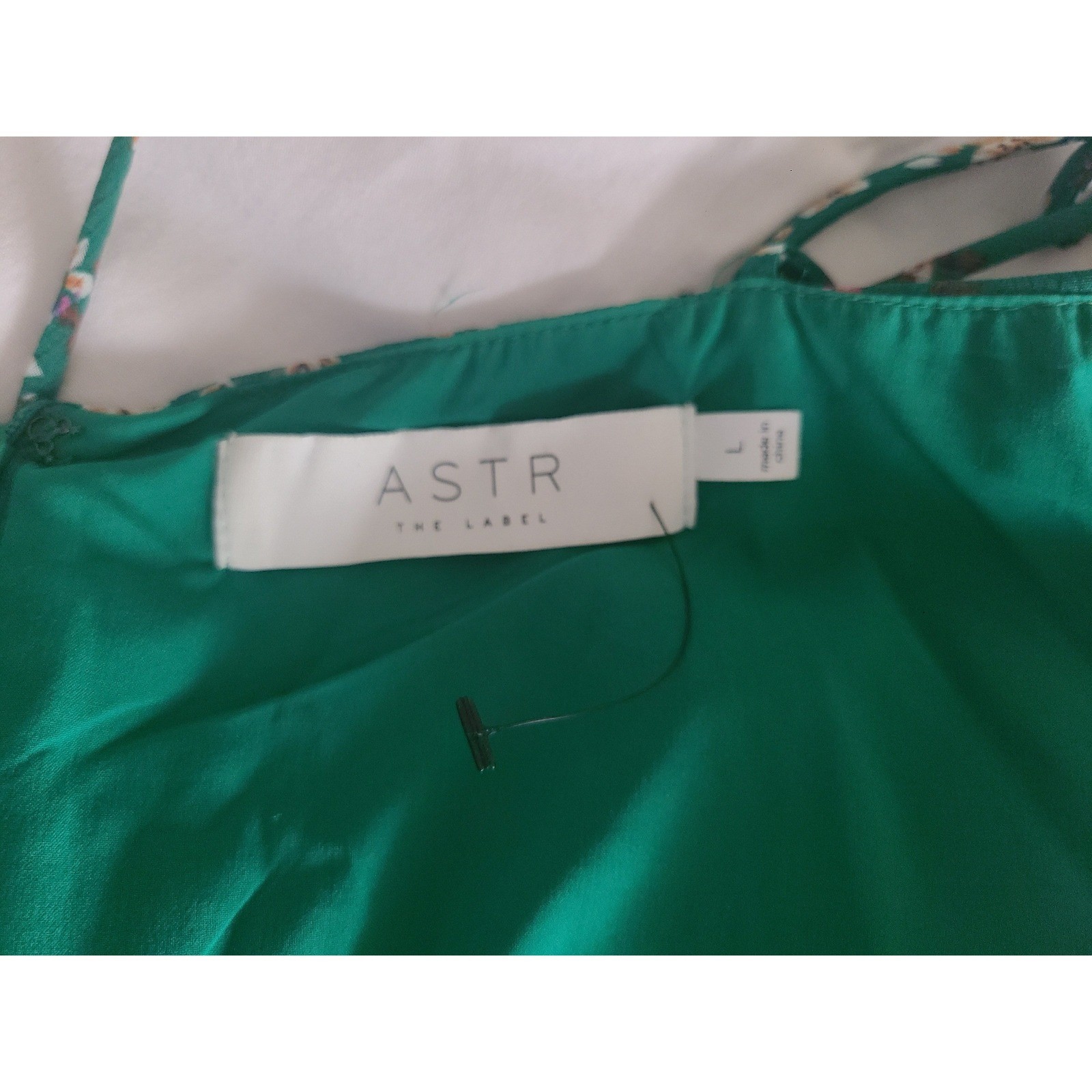 ASTR The Label Green Floral Ruffle Mini Dress Tie Strap Womens Large