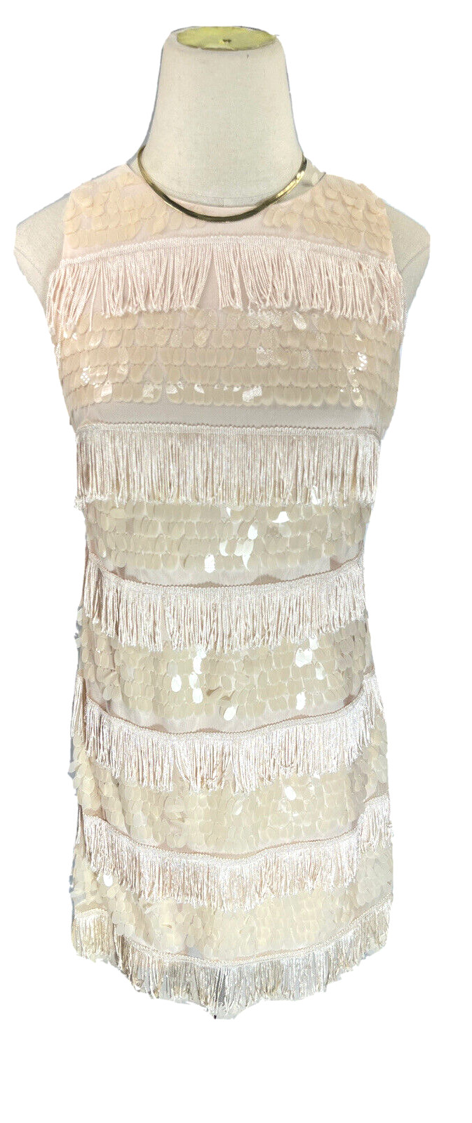 Eliza J Womens Pink Sequin Fringe Flapper 20s Dress Size 4 Petite Soft Party