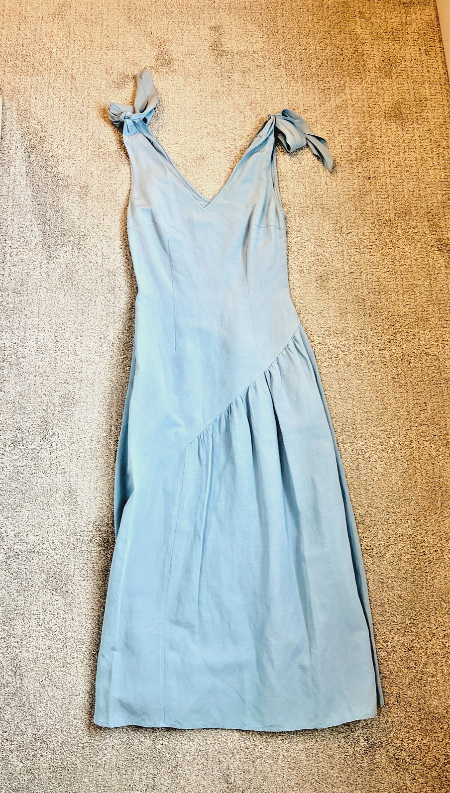 Rejina Pyo Coquette, Cottagecore, Lily light blue Bow-tie sleeve midi dress, 6