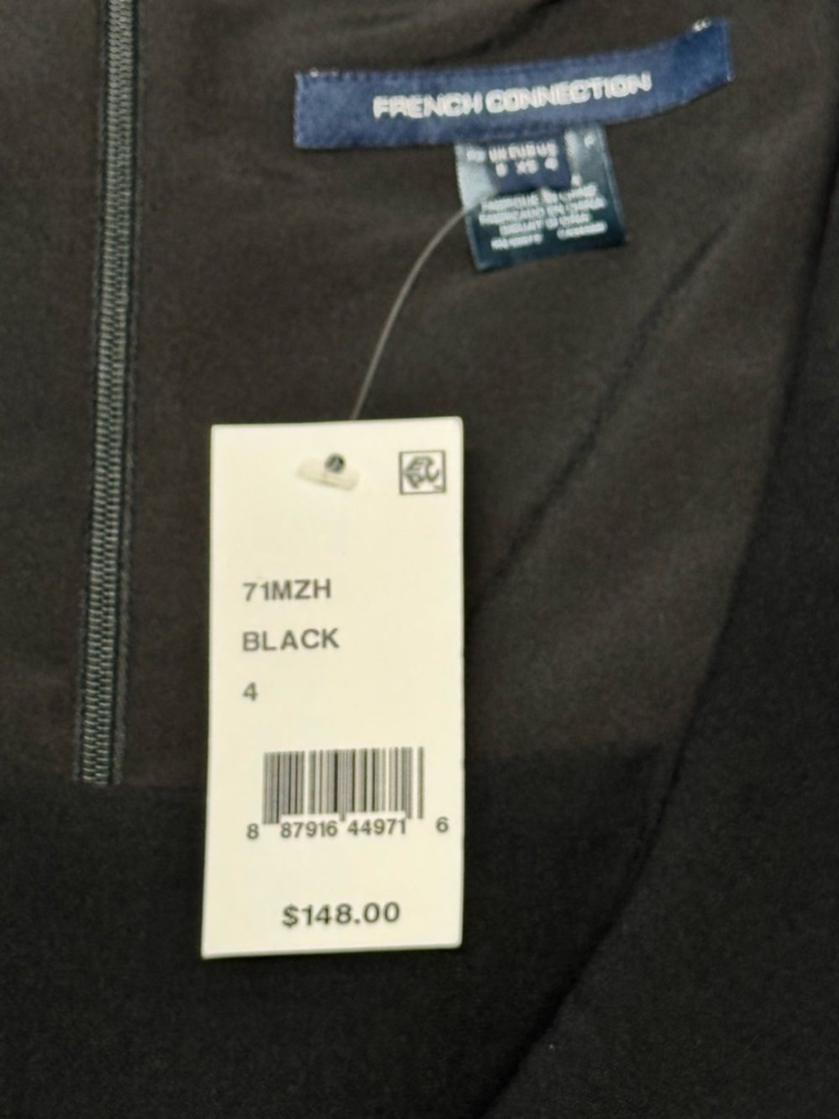 French Connection Black Ruffle Strap Mini Dress