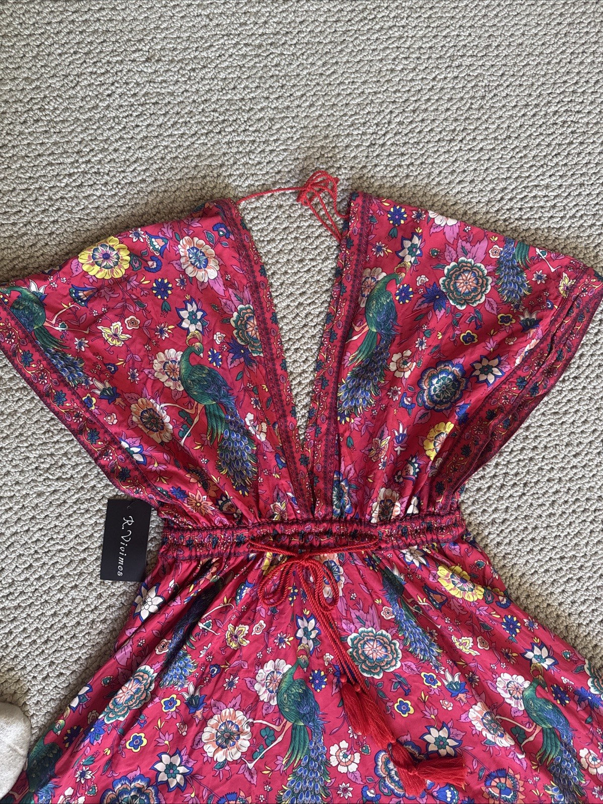 R. Vivimos Boho Red Floral Dress Sz. Medium