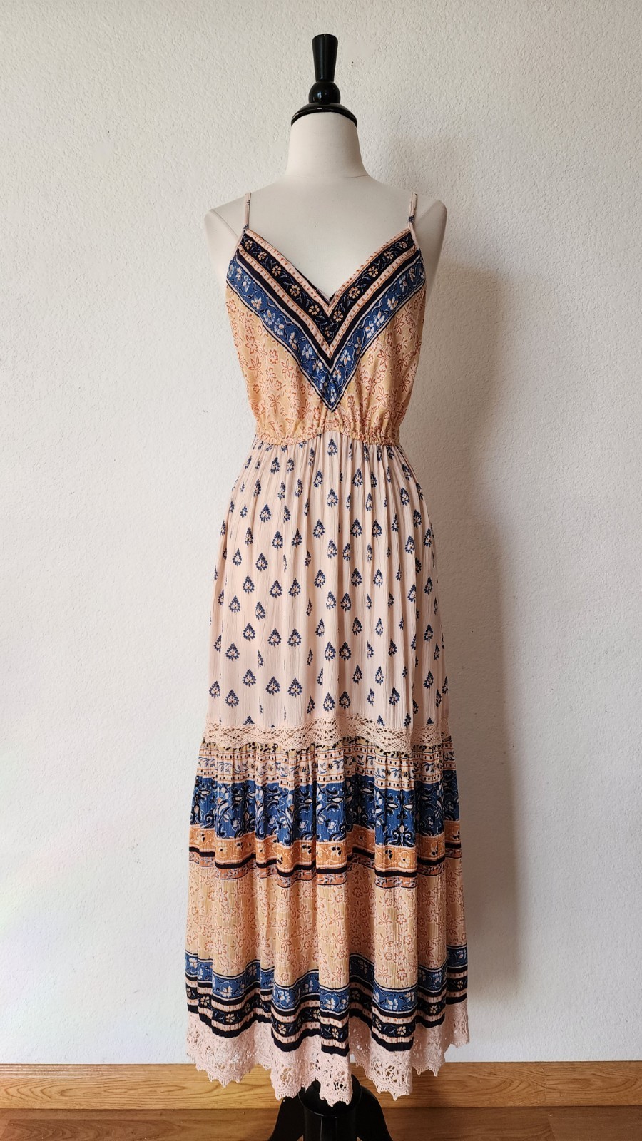 New Anthro Maxi Dress Size Medium Floral Boho Coquette Peasant Brunch Garden