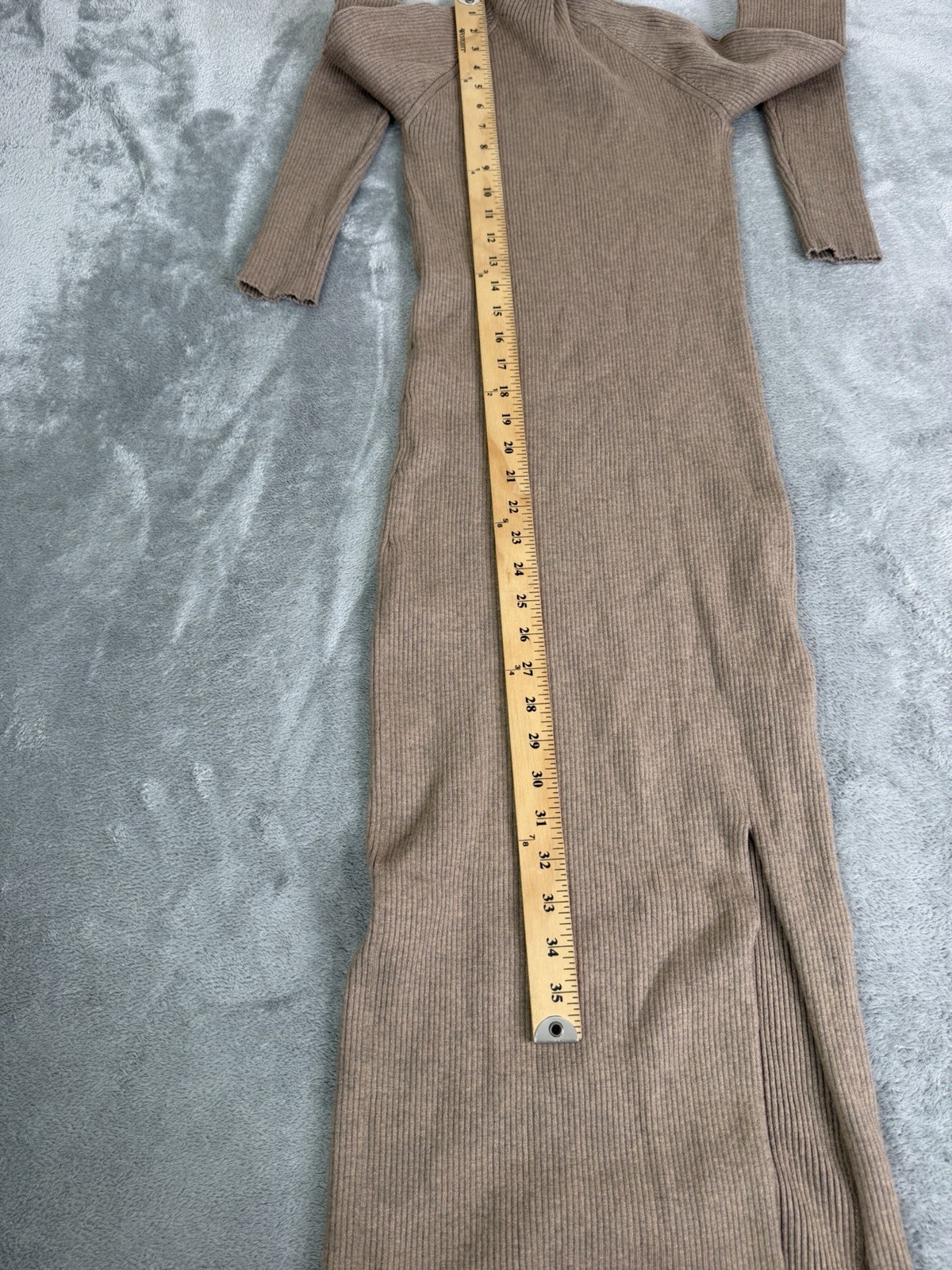 Quince Eco-Knit Ribbed Mock Neck Sweater Dress Women’s Size Small Beige
