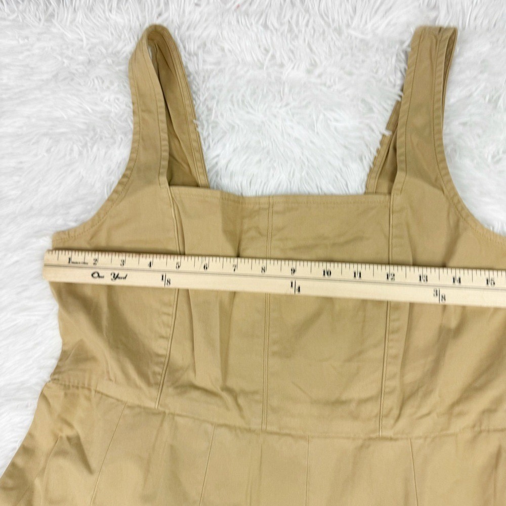 J Crew size 8 sleeveless square neck Pleated A-line chino dress in honey brown