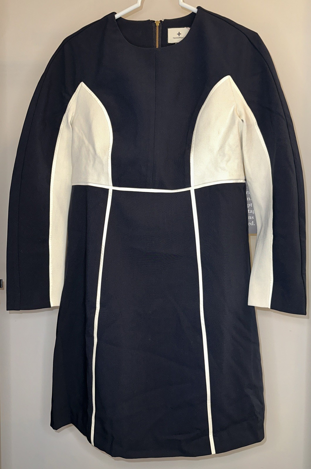Tuckernuck Navy and Cream Evie Mini Dress – Size Medium