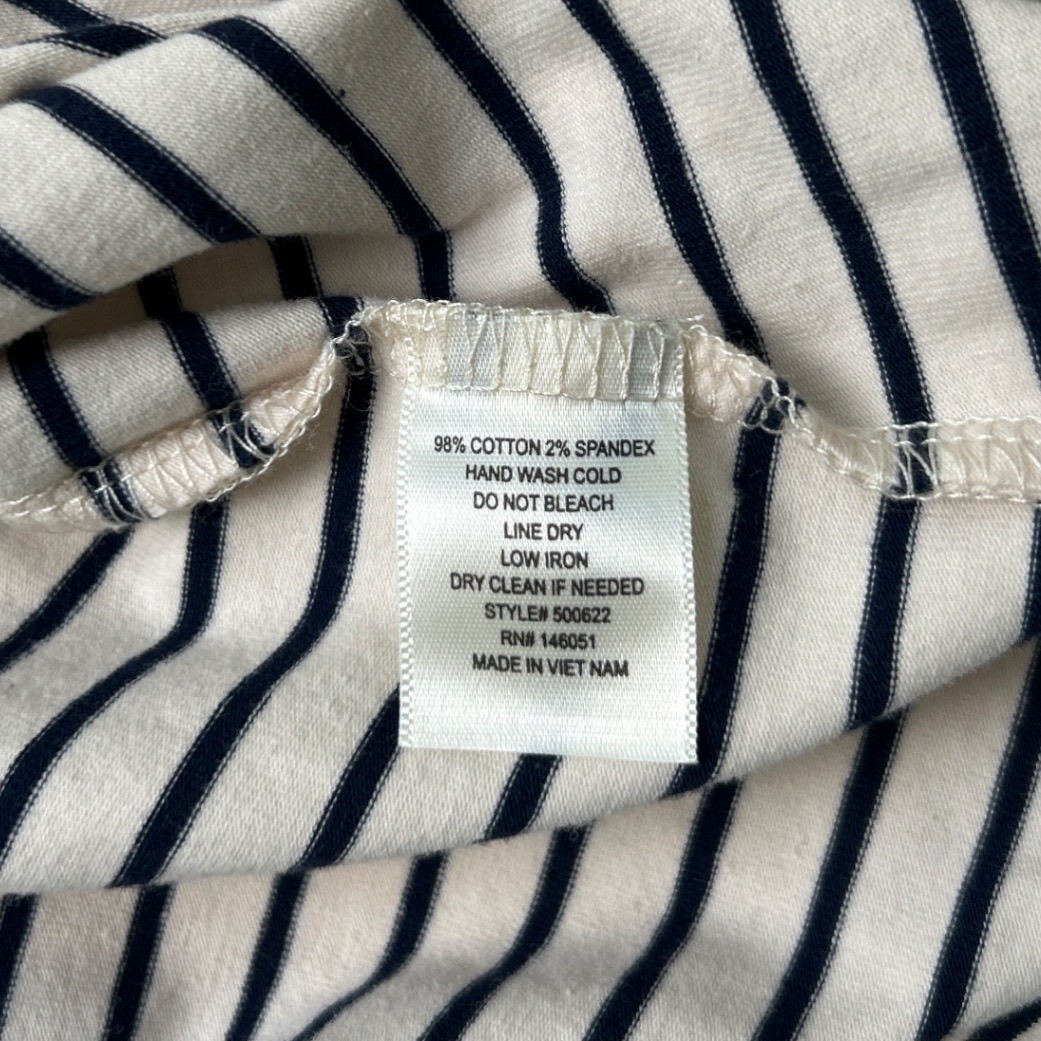 Monteau Womens Striped Sleeveless Mini Dress Cream Navy Size M Nautical Travel