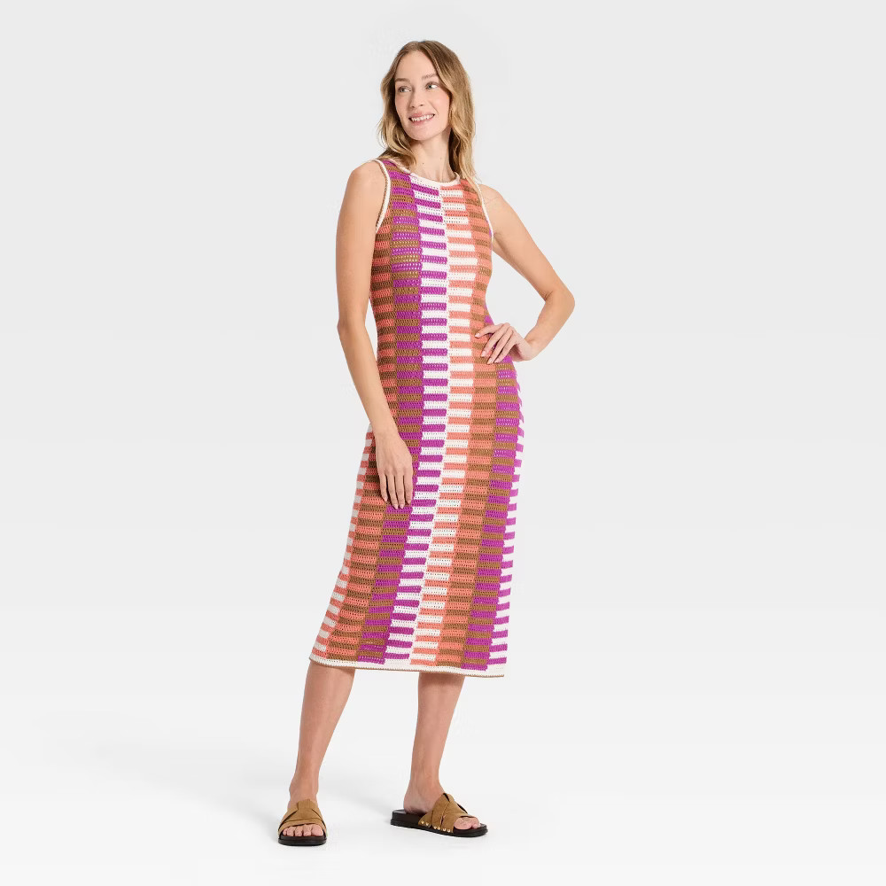 Women Maxi Sweater Dress – Universal Thread Pink Striped M