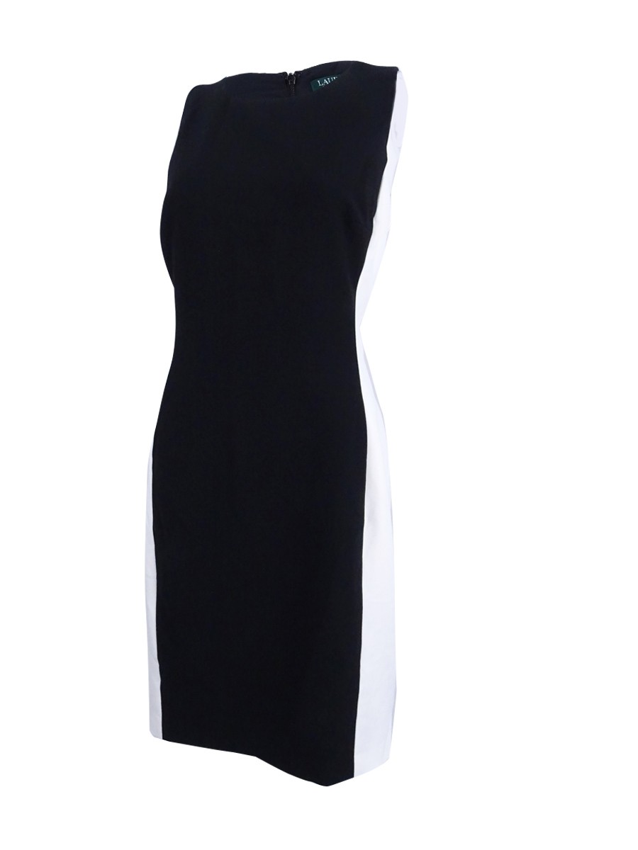 Lauren Ralph Lauren Women’s Colourblock Ponte Dress (0, Black/White)