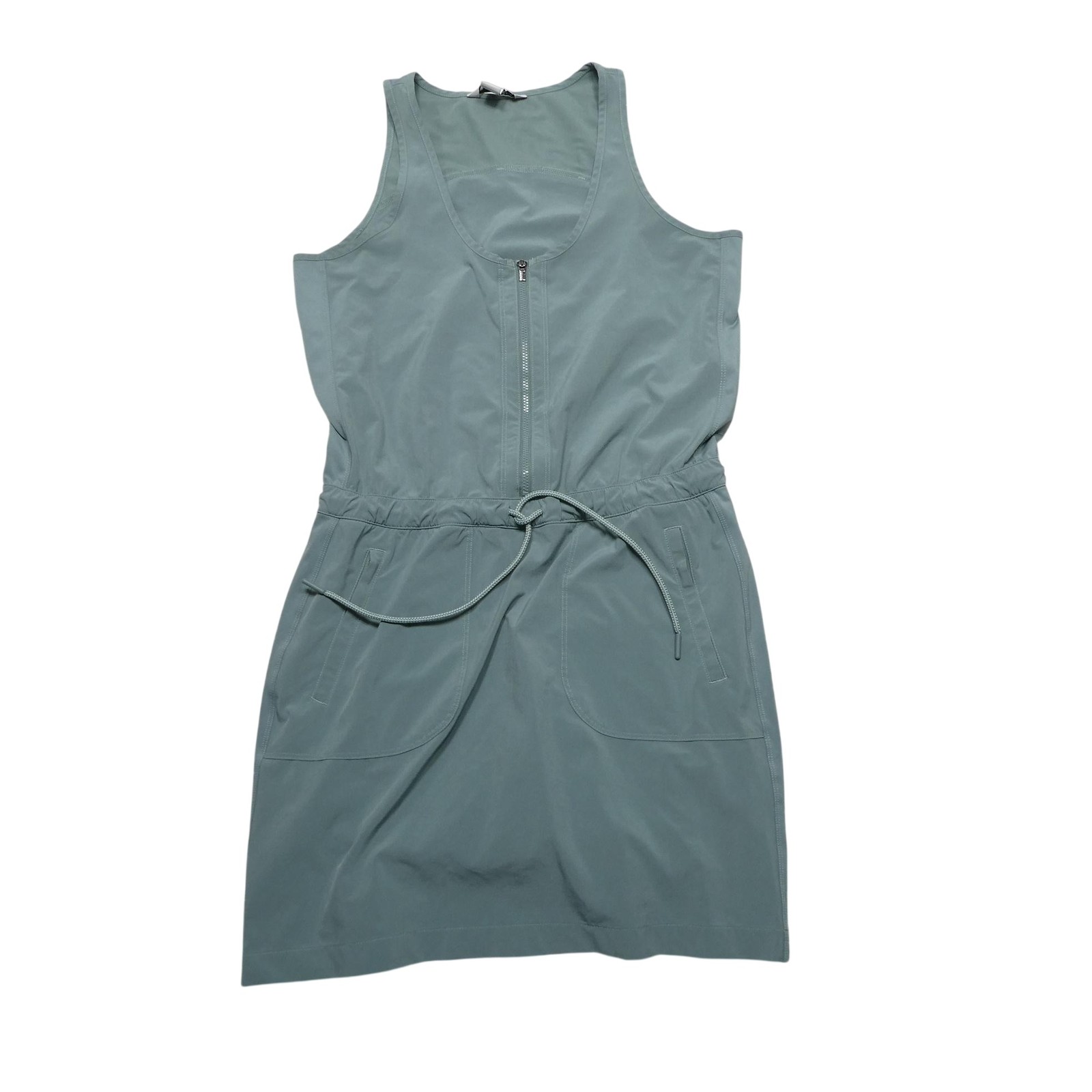 Athleta Dress Womens 2 Green Expedition Tank Zip Waist Pockets Travel Sundress